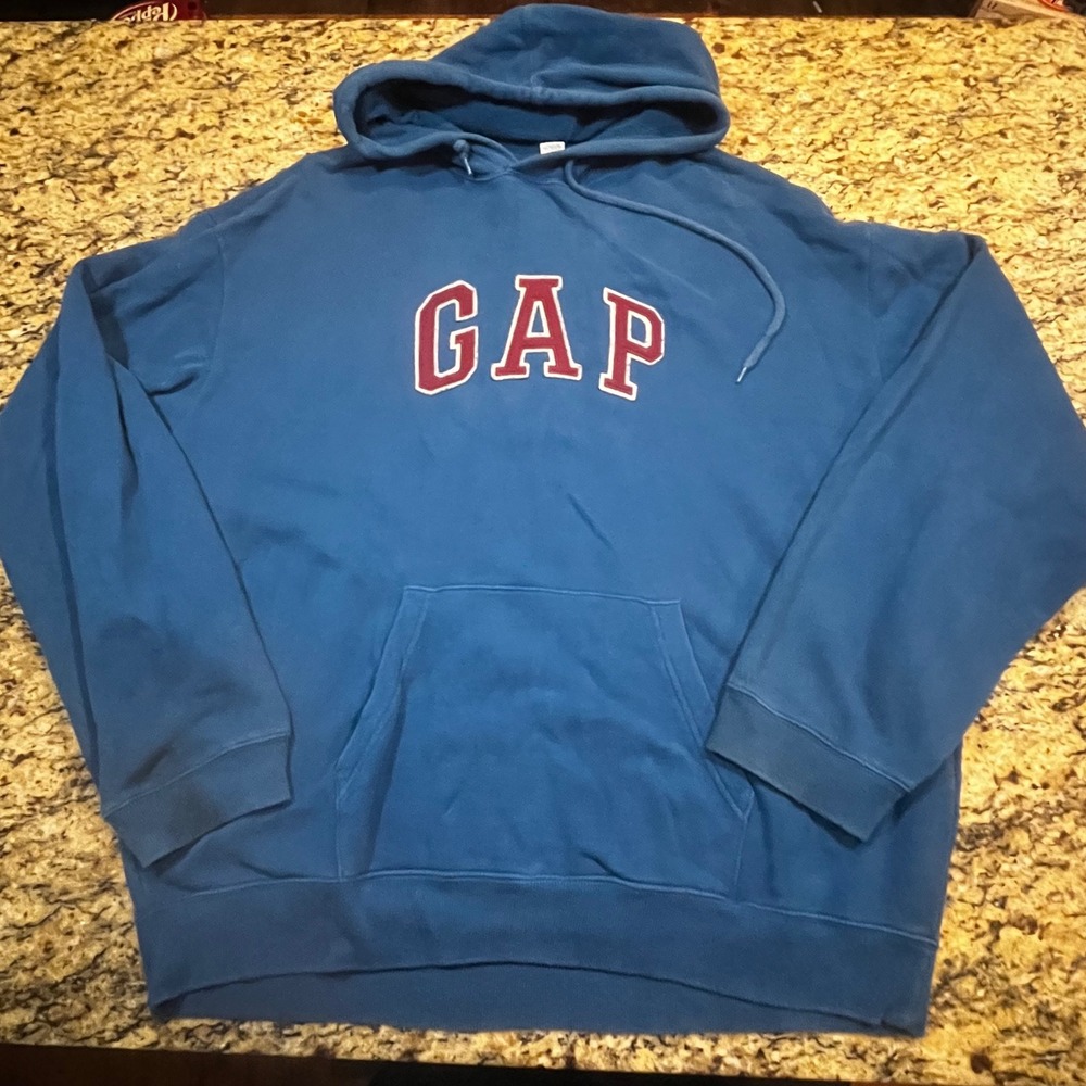 Vintage Gap Arch Logo Hoodie Mens XXL Blue Burgundy Vintage Fall 2008 Pullover